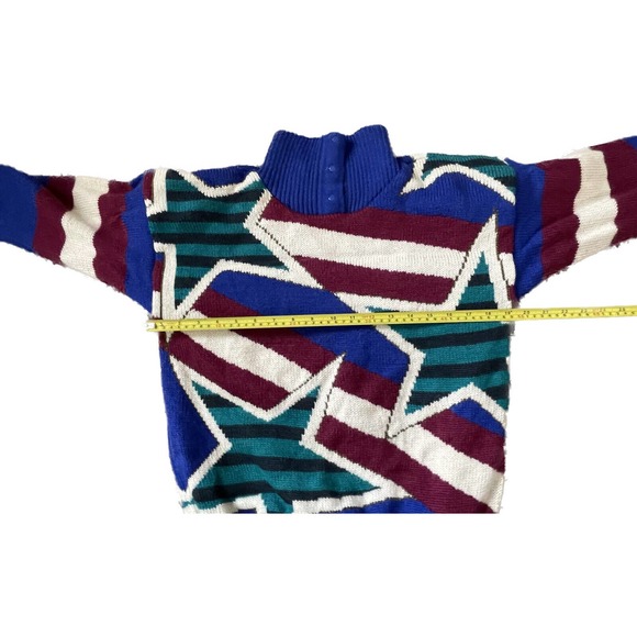 Vintage 80s 90s Head Sportswear Lined Wool Mock Neck Stars Stripes Sweater Small - Picture 7 of 8